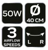 Álló ventilátor 50W, átmérő 40cm, 3 sebességfokozat, forgó, 2az1-ben, állitható magasság
