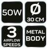 Padlóventilátor 50W, átmérő 30cm, 3 sebességfokozat