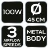 Padlóventilátor 100W, átmérő 45cm, 3 sebességfokozat