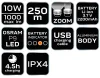 Zseblámpa tölthető, USB, 1000lum, Osram P9 LED, 10W