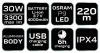 Zseblámpa, tölthető, USB, 3300lum, osram p9 LED, 30W
