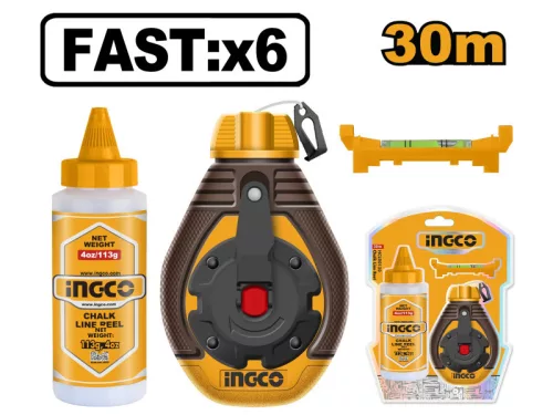 INGCO Festőzsinór készlet 2 részes 30 m (műanyag házas zsinór + kék festék)