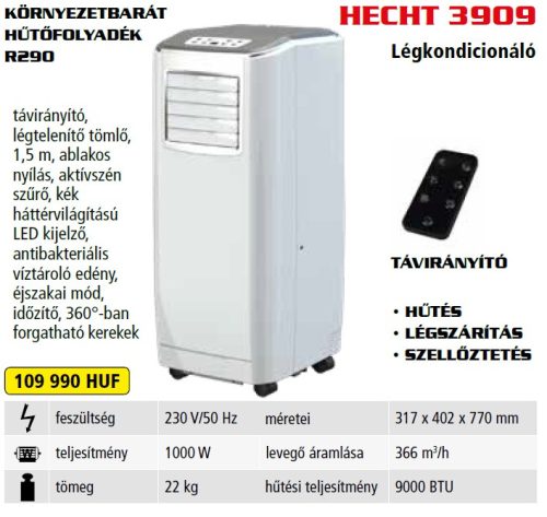 HECHT 3909 LÉGKONDICIONÁLÓ, 1000W