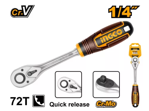 INGCO Racsnis hajtószár 1/4' 155 mm 72T CrV