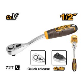   INGCO Racsnis hajtószár 1/2" 255 mm 72T hajlított CrV