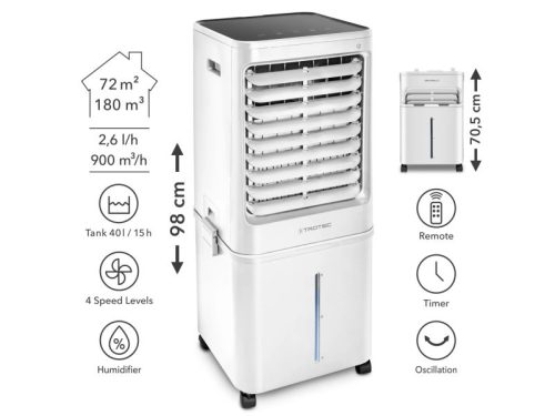 TROTEC PAE 61 Aircooler, léghűtő, légnedvesítő - max légszállítás 900m3/h, 100W, 40l