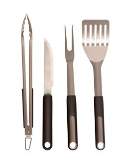 Riwall RBBQ 4B SET 4-részes prémium rozsdamentes acél grilleszköz készlet