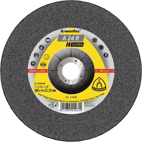 Klingspor csiszolókorong 125x6x22.23mm A 24 R S Domborított