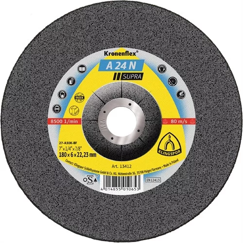 Klingspor csiszolókorong 230x6x22.23mm A 24 N S Domborított
