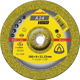   Klingspor csiszolókorong 180x6x22.23mm A 24 EX S Domborított