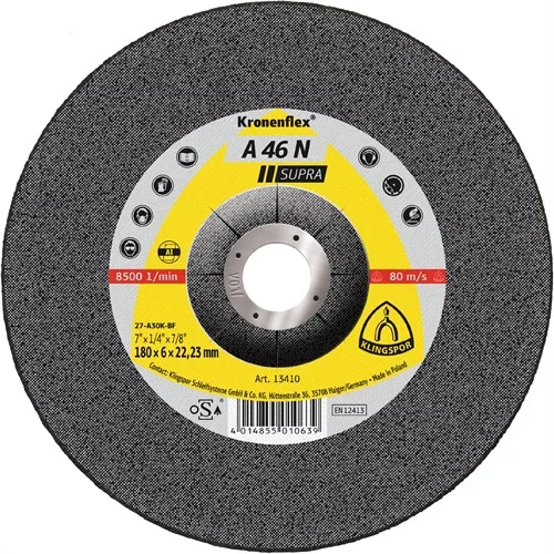 Klingspor csiszolókorong 125x6x22.23mm A 46 N S Domborított