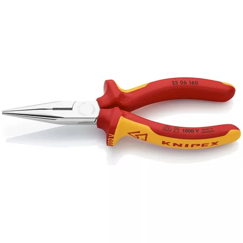 Knipex Félkerek csőrű fogó vágóéllel (Rádiófogó) krómozott VDE 160mm