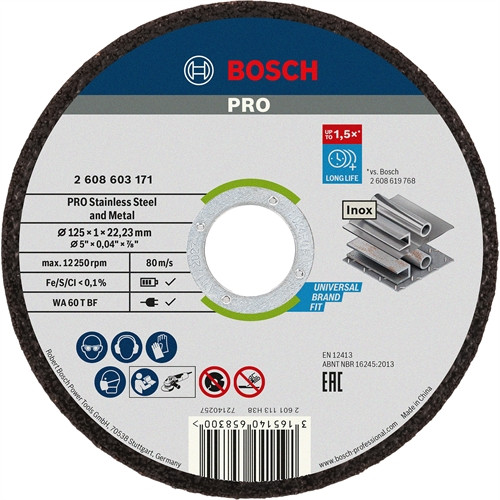 Bosch vágókorong 125x1mm INOX egyenes WA 60 T BF