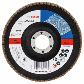  Bosch lamellás tárcsa 125x22.23 mm P40 fémhez Alox X431 kúpos üvegszál