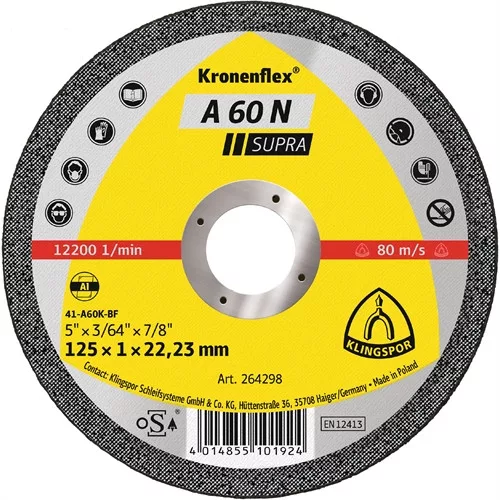 Klingspor vágókorong 115x1x22.23mm A 60 N S Egyenes Alu