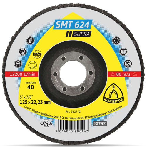 Klingspor lamellás csiszolótányér 125x22.23mm 40 SMT 624 N Kúpos