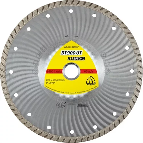Klingspor gyémánt vágótárcsa 230x2.5x22.23mm P DT 900 UT GRT=Turbó folyamatos