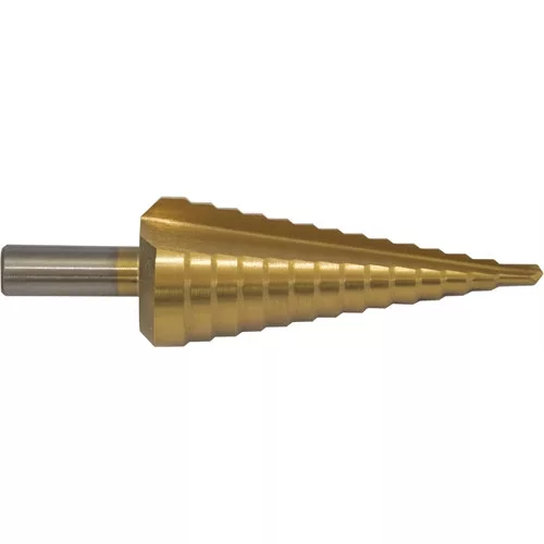 PTG lépcsős egyenes hornyú lemezfúró HSS TiN 9-36 x 3 mm