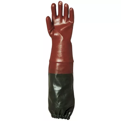 Mártott PVC kesztyű bordó sav/lúg/olajálló 70cm hosszú 10