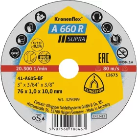   Klingspor Kronenflex A 660 R Mini vágókorong, 76 x 1.6 x 10mm egyenes