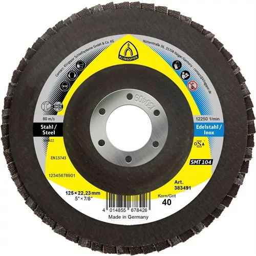 Klingspor Lamellás csiszolótányér, 125 x 22.23mm szemcse P60 kúpos SMT 104 Extra