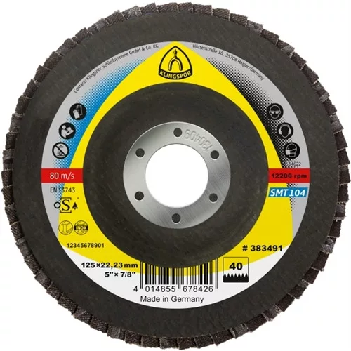 Klingspor Lamellás csiszolótányér, 125 x 22.23mm szemcse P80 kúpos