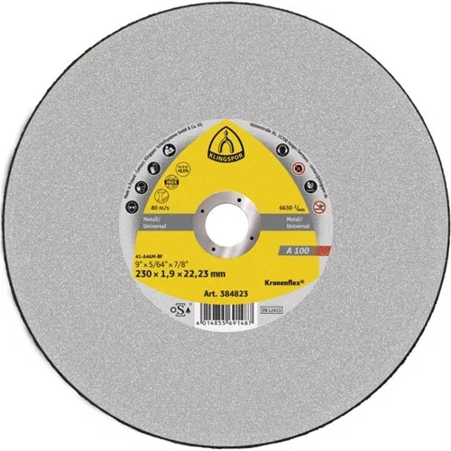 Klingspor Kronenflex A 100 Extra Vágókorongok, 230 x 1.9 x 22.23mm egyenes