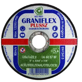   Gránit vágókorong 115x1.0x22.23 1A60S7BF 80 (Graniflex Plussz)