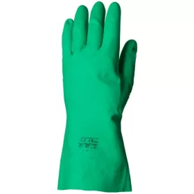   Nitril zöld vegyszerálló kesztyű 32cm/0.4mm érdesített 10
