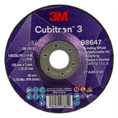 3M 98647 Cubitron 3 süllyesztett tisztítókorong 125x7x22.23mm 36+