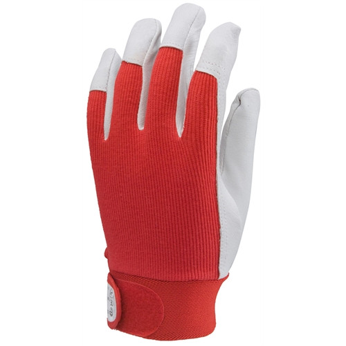 Bőrkesztyű szürke színsertés/piros vászon tépőzár 9