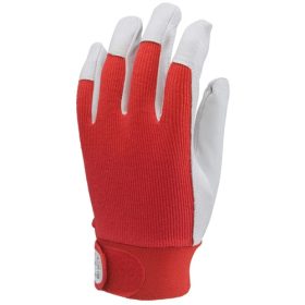   Bőrkesztyű szürke színsertés/piros vászon tépőzár 10