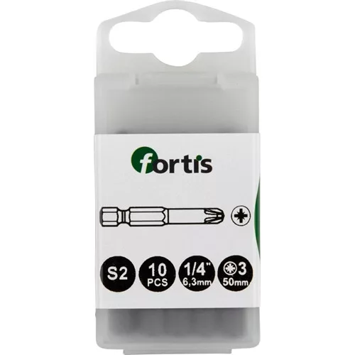 Fortis Bit szívós-kemény 1/4" DIN3126 E6.3 PZ3x50mm (10 darabos csomag)
