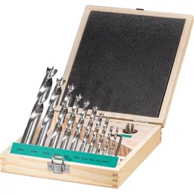   Fortis Fa csigafúró készlet HSS 11 részes  4.5.6.7.8.9.10.12.14.16mm és 1 volfrám-karbid süllyesztő