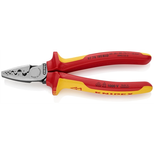 Knipex Krimpelő fogó érvéghüvelyekhez VDE 180 mm
