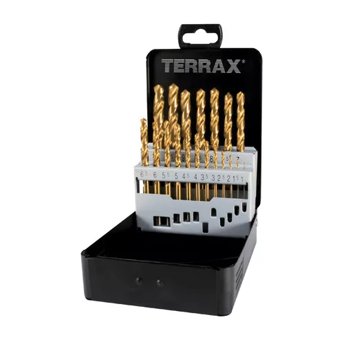 Terrax csigafúró készlet 19 részes 1-10x0.5mm HSS-TiN