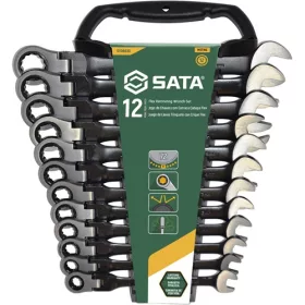   SATA csuklós racsnis csillag-villáskulcs készlet 12 részes (8-19) mm Black Edition