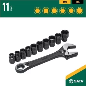   SATA X6 Pass-Thru univerzális állítható villáskulcs készlet 10-19mm 11 részes