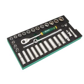 SATA dugókulcs készlet 3/8 33 részes szivacsmodulban