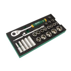 SATA dugókulcs készlet 1/2 25 részes szivacsmodulban