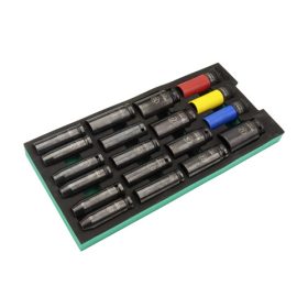   SATA hosszított gépi dugókulcs készlet 1/2 19 részes szivacsmodulban