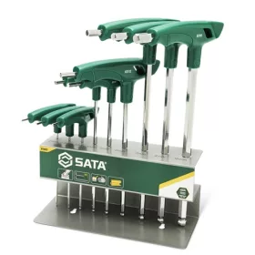   SATA T-nyelű imbuszkulcs készlet 9 részes 2-10mm, gömbvégű, állvánnyal