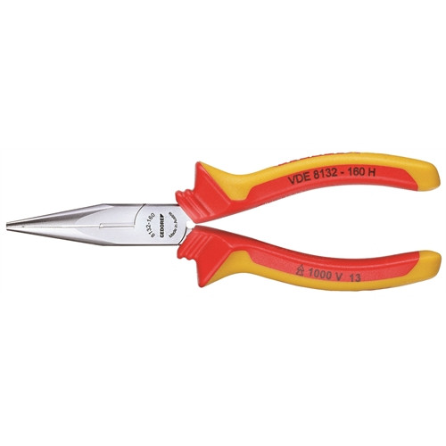 Gedore VDE félkerekcsőrű fogó, köpenyes szigeteléssel 160 mm (VDE 8132-160 H)