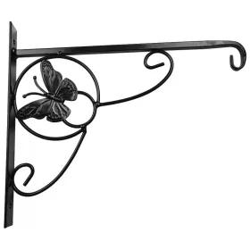   VIRÁGTARTÓ FALI FÉM, PILLANGÓVAL 28X28 CM, FEKETE, 255549