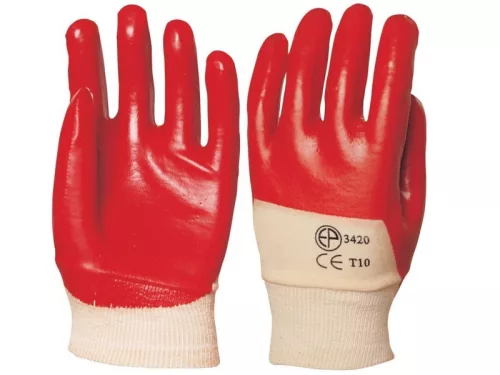 VÉDÕKESZTYÛ  R 3420 PIROS PVC 10-ES / 10 PÁR