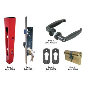   ALAPCSOMAG KAPUKHOZ KAMPÓS ZÁRHOZ(zártszelvénytest, kampószár, cilinderbetét, pajzs, kilincs)