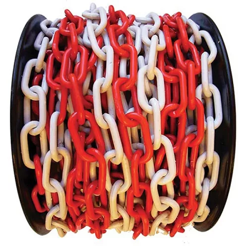 LÁNC MÛANYAG JELZÕLÁNC 6 MM  PIROS-FEHÉR/25 M