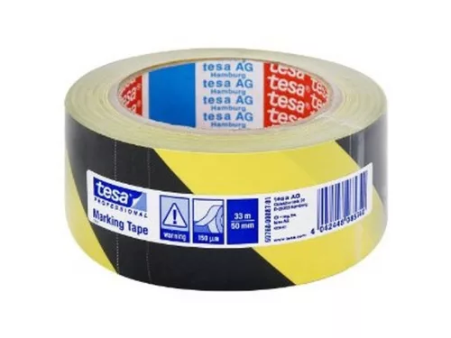 JELZÕSZALAG TESA 5 CM X 33 M SÁRGA -FEKETE ÖNTAPADÓS 66760-00093-15