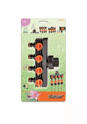 VÍZELOSZTÓ CLABER 8581 3/4 "  4 ÁGÚ ZÁRHATÓ BLISTER