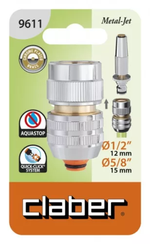 CSAPCSATLAKOZÓ CLABER 9611 KUPLUNGOS 1/2''-5/8'' FÉM AQUASTOP